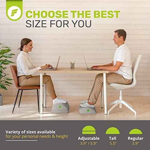 ErgoFoam Foot Rest for Under Desk at Work - Chiropractor Endorsed 2in1 Adjustable Premium Under Desk Footrest - Ergonomic Desk Foot Rest with High-Density Compression-Resistant Velvet Soft Foam (Grey)