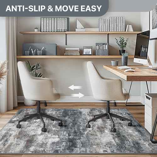 Office Chair Mat for Hardwood Tile Floor, Abstract 48"X 72" Desk Mats for Office Chair on Rolling Chairs Carpet, Desk Anti-Slip 1/5" Thick Rug for Computer Chair, Thin Low-Pile Floor Mat, Dark Gray