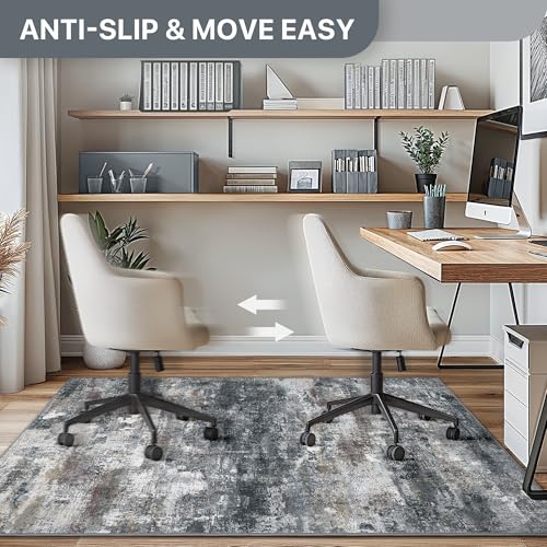 Office Chair Mat for Hardwood Floor Abstract 36x48 Dark Gray - BESBLEE