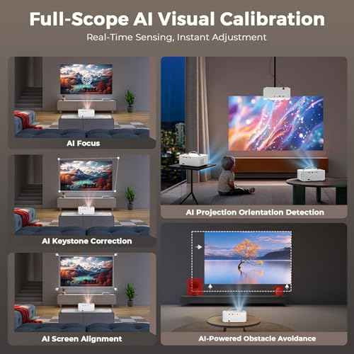 [AI Movin 2.0 System/1500 ANSI/Auto Focus] Outdoor-Projector with WiFi and Bluetooth, Portable-Projector 30W DoIby Audio APPS Built-in, Lisowod 4K Support Smart Proyector with HDR10+ 2025 Upgraded