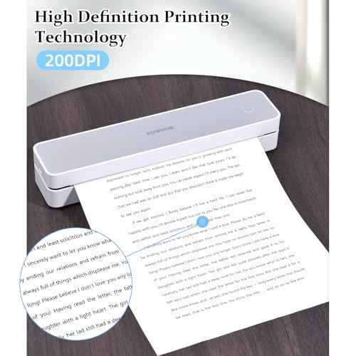 ATOMUS K200 Portable Printers Cordless Bluetooth 200DPI Thermal Printer Support 8.5" X 11" US Letter Compatible with iOS Android Phone PC Laptop with 10pcs A4 Thermal Paper (K200)