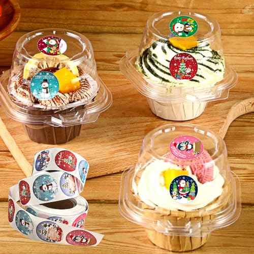 1000 Pcs Christmas Stickers Roll - 1 Inch Self Adhesive Envelope & Round Stickers for Xmas Party Supplies, Holiday Greetings