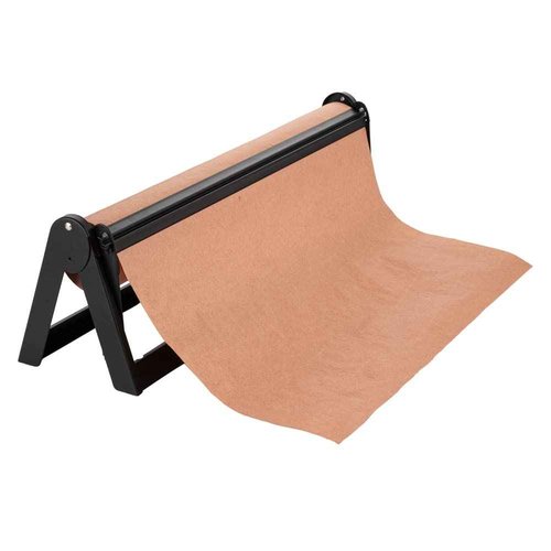 Restaurantware-26.2 x 6.7 x 8 Inch Wrapping Roll Paper, 1 Wall Mountable Butcher Paper Holder - Serrated Blade, Rubber Feet, Black Steel Paper Cutter Stand, Versatile, For 24 Inch Butcher Paper