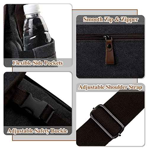 VASCHY Messenger Bag for Men,Canvas Briefcases 15.6in Laptop Bag Crossbody Satchel Computer Bags for Work Office Women