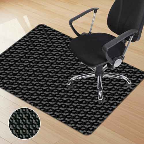 Office Chair Mat for Hardwood Floor, 63" x 51" Extra Large Black PVC Mat with 3D Pattern, Under Computer Desk Chair Mat, Heavy Duty Floor Protector for Rolling Chair, Easy Glide, Easy Clean