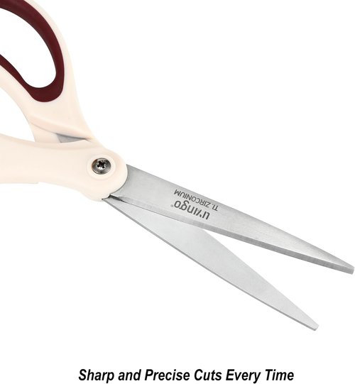 LIVINGO All-Purpose Scissors - Heavy-Duty Titanium Coated Stainless Steel Shears | 3-Pack in Sky Blue, Pink & Light Beige