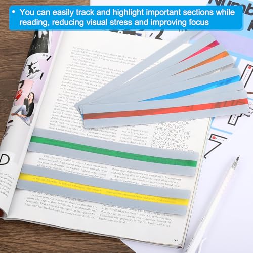 PATIKIL Gray Guided Reading Strips 19x3.2cm Set of 10 Highlight Overlay Bookmarks