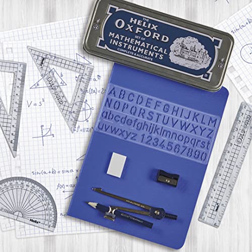 Helix Oxford Maths Set with Storage Tin - Original Version, 9-Piece School Kit