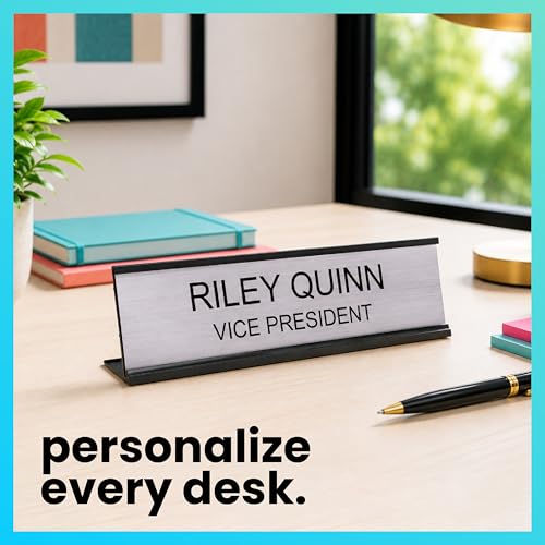 ExcelMark Custom Name Plate for Desk or Door 14 Color Options 2x8 Inches
