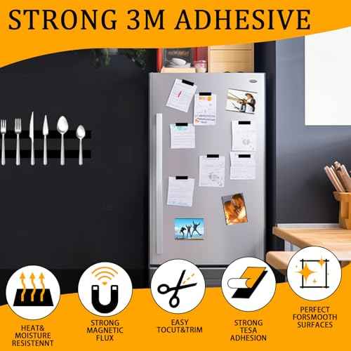 2 Rolls Magnetic Tapes, Flexible Magnet Strips with 3M Adhesive Backing, 10 Feet x 0.5"W Each Roll for DIY, Crafting, and Organizational Projects.