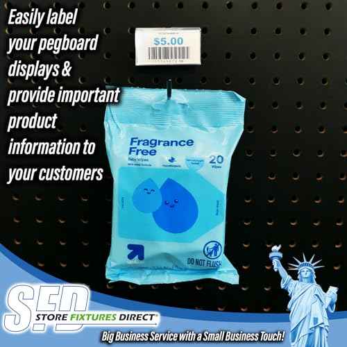 STORE FIXTURES DIRECT Pegboard Label Holder, Scannable UPC Ticket Display with Slot for Peg Wall, 2.5" L x 1.25", 50 Pack