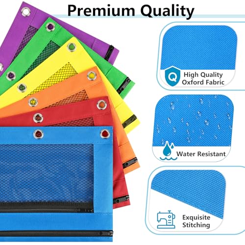 Forvencer Black Zipper Pencil Pouch for 3 Ring Binder, 2 Pockets