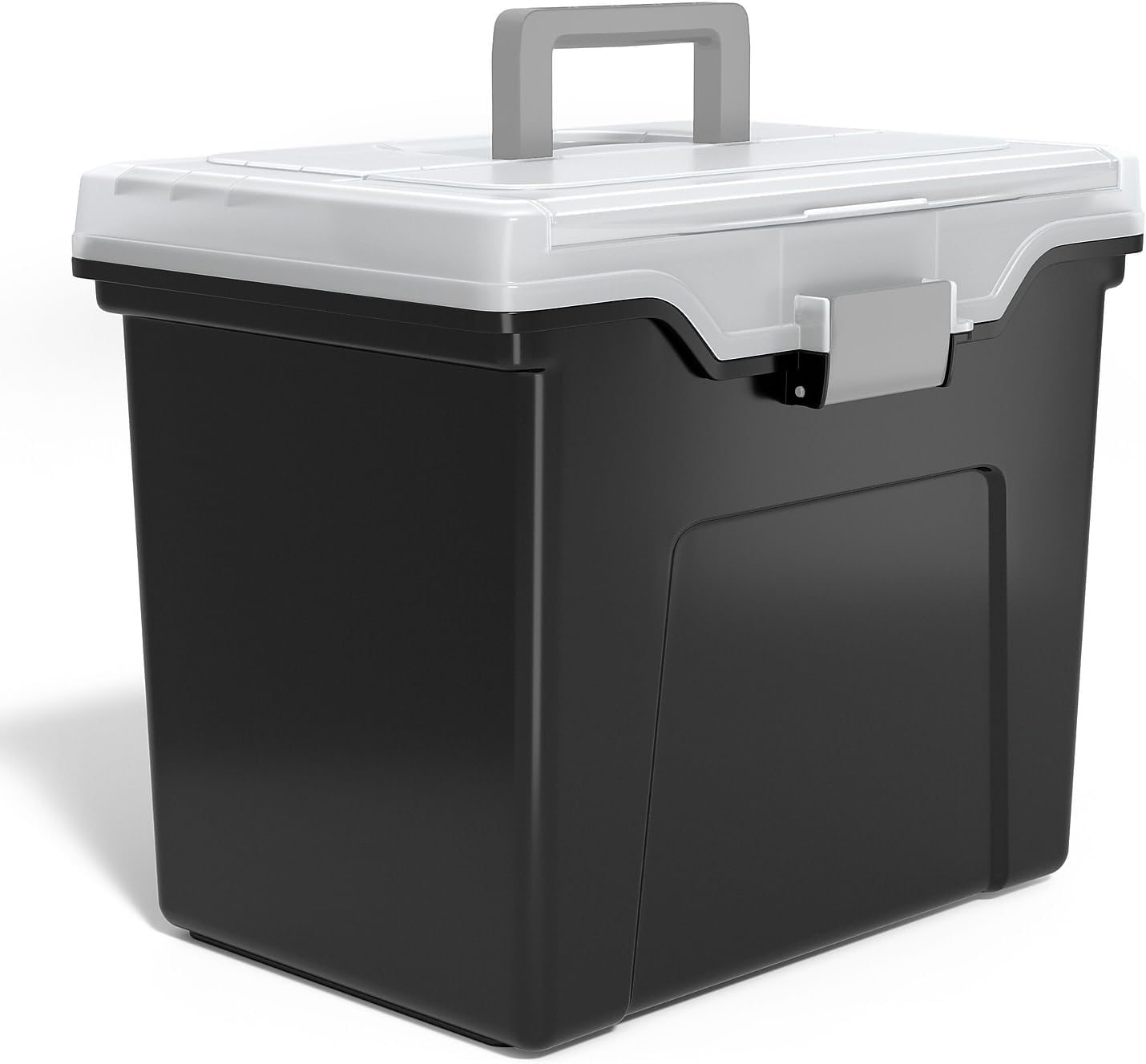STAPLES File Folder Tote - Portable Filing Box for Letter Size Folders with Security Latch | Black/Clear