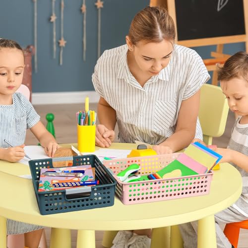 DLUCKY 4-Pack Classroom Paper Storage Trays with 4 Colors, Holds A4 Paper & Documents