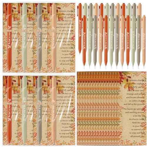 200 Sets Thanksgiving Gifts Bulk Thanksgiving Party Favors Fall Ballpoint Pen Autumn Greeting Thank You Poem Cards Motivational Fall Gifts for Coworkers Employee Teacher Women Friends