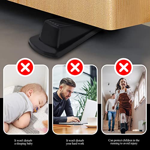 Utron Black 4 Pack Rubber Door Stops for Bottom of Door, Wedge Floor Stoppers