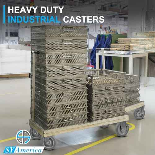 SY America 5" Caster Wheels,Industrial Casters, Heavy Duty Casters Set of 4,Non-Marking Thermoplastic Rubber Castor Wheels for Cart, Furniture and Workbench, 2 Swivel & 2 Rigid, 1400 lbs Capacity