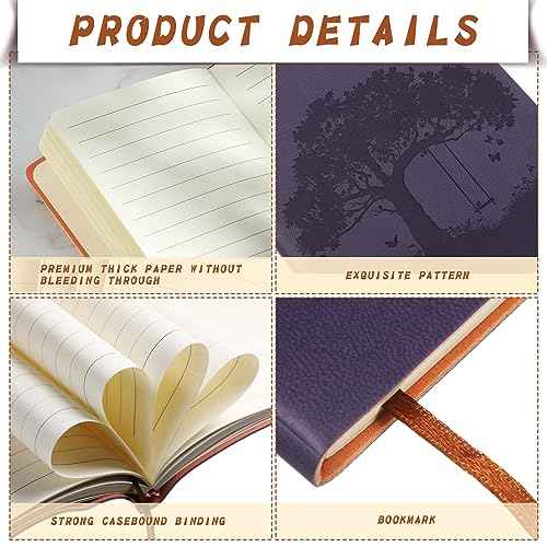 24 Pcs PU Leather Journals Notebook Bulk Colorful Tree Life Lined Journal Notebook Soft PU Leather Cover Ruled Writing Notebook for Writing Office School Home Business 128 Pages, A6 (Fresh Color)