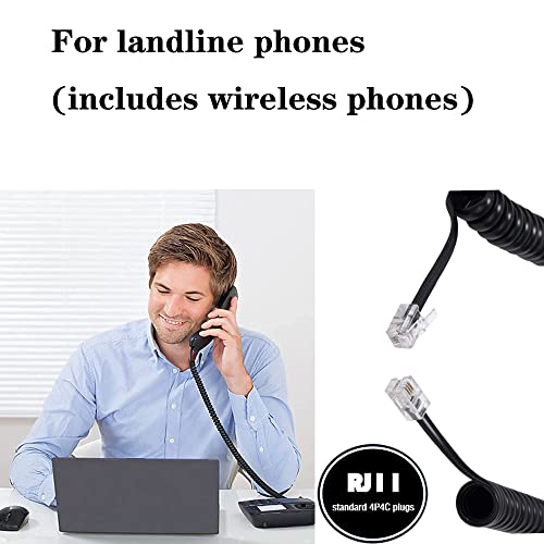 LanSenSu 5 Pack 8ft/1.4ft Landline Phone Handset Cords, RJ9 4P4C Replacement Cable