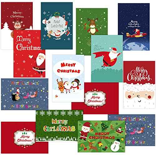 Crtiin 240 Set Christmas Cards Assortment Christmas Holiday Cards Cute Christmas Gift Card Set Vintage Christmas Greeting Cards Merry Christmas Cards with 240 Envelopes and 240 Cute Stickers