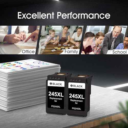 PG-245XL Black Ink Cartridges Replacement for Canon 245XL Ink for PIXMA MG2420 MG2520 MG2522 MG2920 MG2922 MG3029 TS202 TS3122 TR4520 TR4522 Printer (2 Black)
