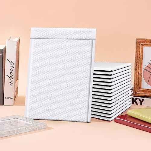 Fuxury White Bubble Mailers 10.5x16 Inch 25 Pack, Self Seal Padded Envelopes Waterproof Shipping Bags, Padded Mailers, Bubble Bags for Mailing, Packaging, Small Business, #5