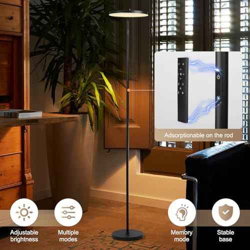 LED Floor Lamp ? 36W Super Bright Standing Lamp with Remote & Touch Control, 350¡Æ Adjustable Head, Stepless Dimming & Color Temperature (3000K?6000K), Eye-Caring Light for Living Room, Bedroom, Office