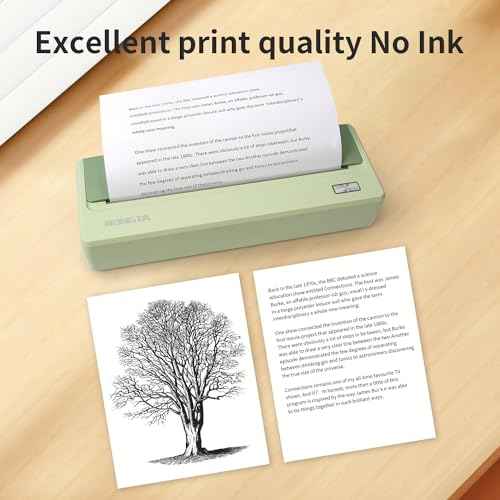 Rongta Portable Printer Wireless for Travel, 300DPI Thermal Inkless Bluetooth Mobile Printer, Support 8.5" X 11" US Letter, Compatible with Android iOS Phone & Laptops (Green)