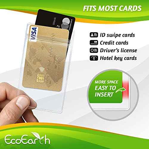 EcoEarth - Vertical Card Protector w/Soft Edge - Premium Tier Sealable 2.25x3.5 Inch, 250 Pack - Waterproof ID Badge Holder - Plastic Name Tag Holder Bulk