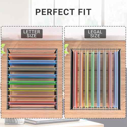 2 Pack Hanging File Folder Frame Letter/Legal Size,Hanging Files Holder Rack for Desk Organizer,Hanging Folder Rails,Only Fit Filing Cabinet Drawers over 10" in Height,15.2" Lx12.4" Wx10" H