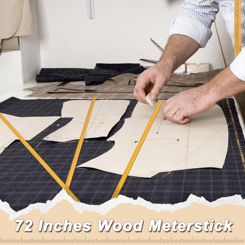 Janlaugh 5 Pcs Meter Stick 72 Inch Yard Stick Wood Economy Meterstick Ruler Wood Double Sided Yardstick for School Classroom Home Office Tailor Craft