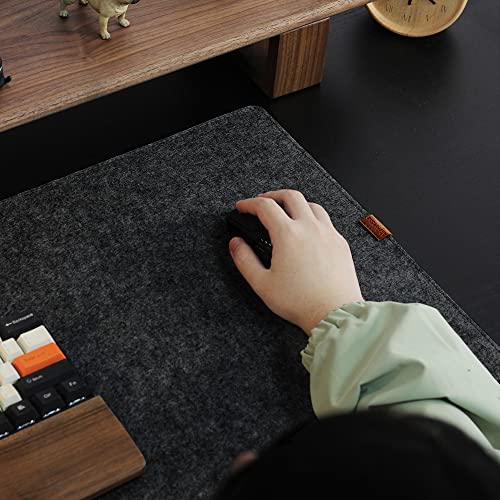 Bright Stone Felt Desk Mat 11.8x27.5 Inch Non-Slip Office Desk Protector Black