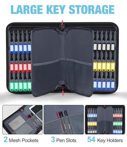 PEKREWS Black Fireproof Waterproof Key Organizer Case for 54 Keys