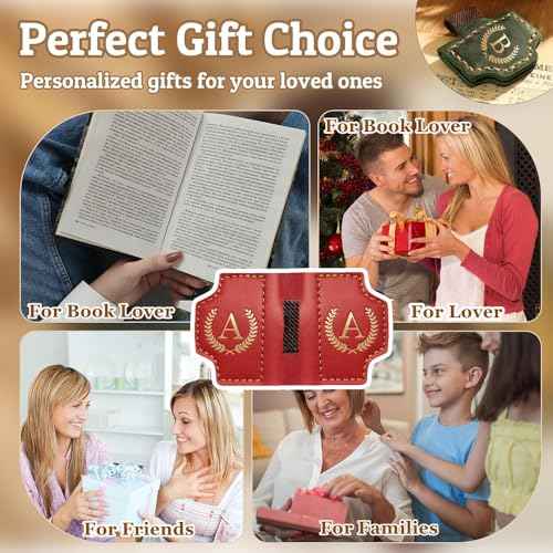 Personalized Bygone Mark Bookmark with Pen Holder, Leather Magnetic Book Markers 26 Letters,Gifts for Book Lovers, Readers, Leather Page Marks for Men Women (Blue, J)