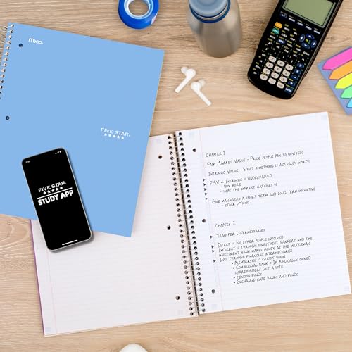 Five Star 3-Subject Spiral Notebook Blue 8.5 x 11 inches, 150 Sheets, College Ruled, Pack of 1