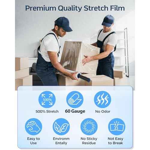 Stretch Warp Film- FugaCity 3 Pack Heavy Duty Shrink Wrap Roll with Handles 15" x 1000 Feet, 60 Gauge Industrial Strength for Pallet Wrap, Furniture Wrapping Moving & Protection