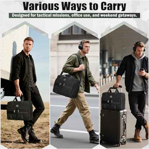 RAINSMORE Tactical Laptop Bag 15.6/17.3 Inch Laptop Briefcase Men Business Computer Bag Military Messenger Bag Work Office