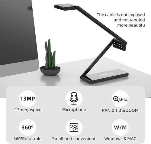 Regine Switzerland 13 MP USB Document Camera - 4K UHD A2 Capture with Dual LED Light & Auto Focus