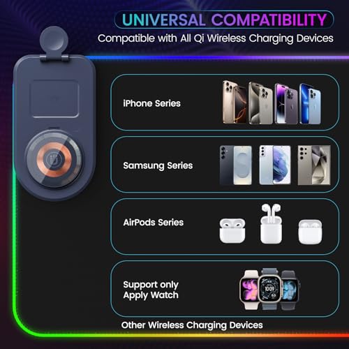15W Wireless Charging Mouse Pad with Phone Holder&20W Power Adapter, RGB Gaming Mouse Pad, 15 Lights Mode 31.5"x15.75" XXL Large Desk Pad,Ultra-Smooth Surface,Non-Slip Rubber Base