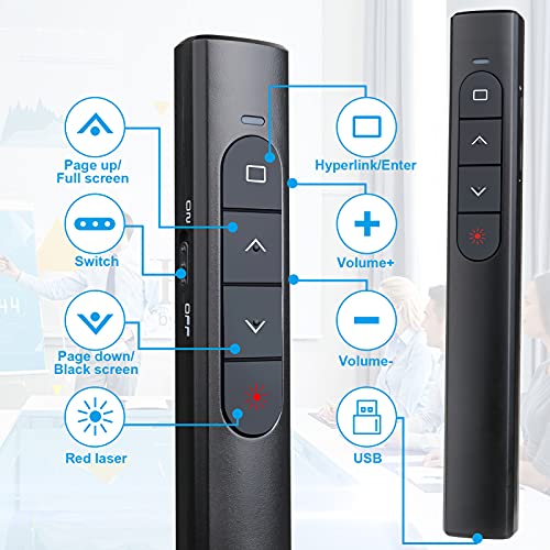 UBUYONE USB Black Wireless Presentation Remote Clicker for PowerPoint & Keynote