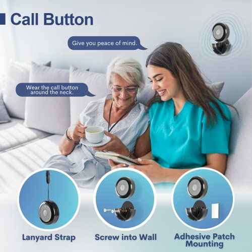 Wireless Call Buttons for Wireless Calling System Nurse Call System for Customer Elderly Seniors Residents in Restaurant Clinic Nursing Home Care Facilities 5 PCS Black