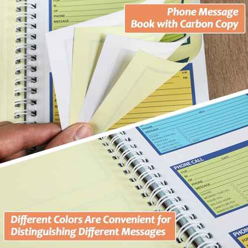 gisgfim Spiral Bound Phone Message Book 5-1/4x11inch Phone Message Forms Book 2 Part Carbonless Phone Message Pads Phone Call Log Book Voicemail Log Book While You Were Out Message Pad 4 Messages/Page