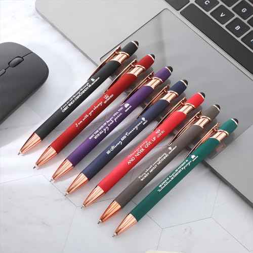 Fumete 42 Pcs Christian Ballpoint Pens Bulk Sunday School Gift for Church Stylus Pens with Inspirational Bible Verse Quote Touch Screen Sunday School Baptism Party Favor, Black Ink(Bright Color)