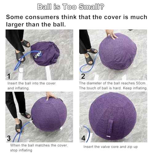 Exercise Ball Chair with Fabric Cover, Standard Size (25inches/65cm), for Home Offices, Balance Training, Yoga Ball