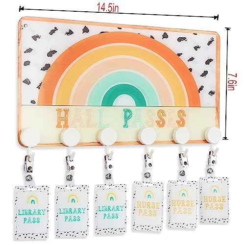 ABAMERICA Hall Passes For Classrooms With Breakaway Lanyard, Bathroom Passes For Classroom Designed In Usa With Acrylic Plate Lifetime Quality Assurance Teaher Classroom Must Haves