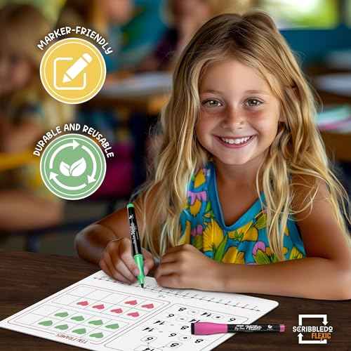 SCRIBBLEDO Number Bonds 9¡±x12¡± Small White Board Dry Erase Sheets Math Manipulatives Number Chart Ten Frame Number Line Math Supplies Teacher Students Classroom Pack of 10 Sheets