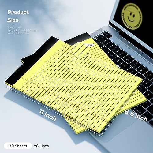 Legal Pads 8.5 x 11 Wide Ruled Notepads 20 Pack 30 Sheets Perforated Double-Sided Printing Yellow Notepads Lined Pad Letter Size Writing Pads 70gsm Recycled Paper Legal Ruled Universal Writing Pad