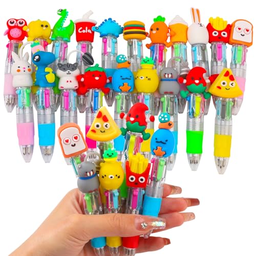 CZWZ 24-Pack Mini Multicolor 4-in-1 Ballpoint Pens for Kids, Cute Party Favors