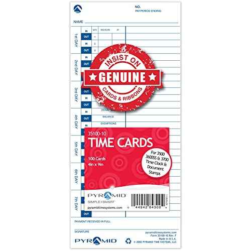 Pyramid¢â 30% Recycled Time Cards For Pyramid Models 3500 & 3700, 4" x 9", Pack Of 100
