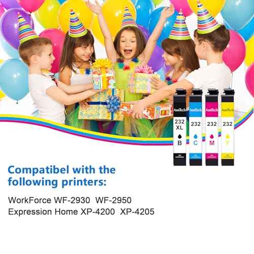 Remanufactured 232XL Ink Cartridges Replacement for Epson 232 XL Ink Cartridges Combo Pack for Expression Home XP-4200 XP-4205 Workforce WF-2930 WF-2950 (4 Pack)